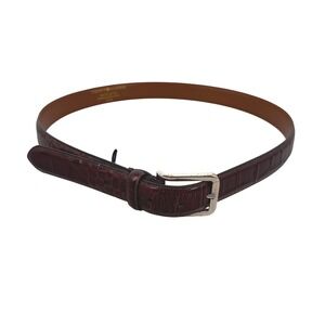 Tommy Hilfiger Mens Burgundy Brown Croc Embossed Leather Belt Size 42 105cm
